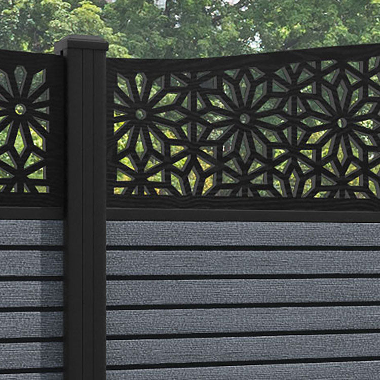 Hudson Narwa Curved Top Fence Panel - Anthracite - with our aluminium posts