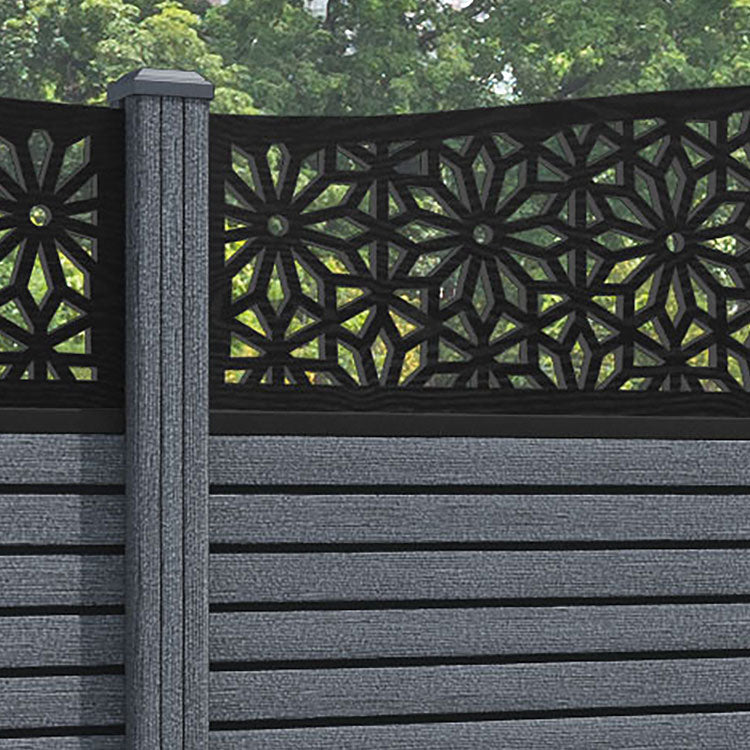 Hudson Narwa Curved Top Fence Panel - Anthracite - with our composite posts