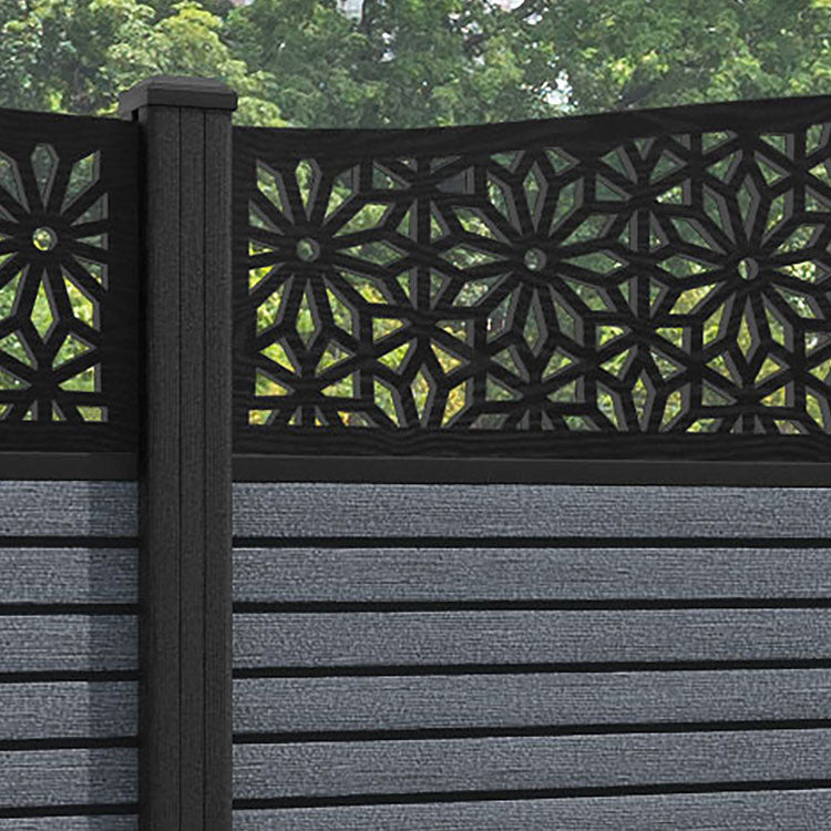 Hudson Narwa Curved Top Fence Panel - Anthracite - with our composite posts
