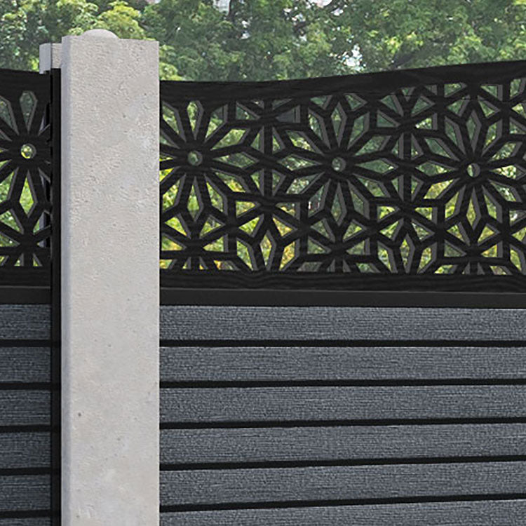Hudson Narwa Curved Top Fence Panel - Anthracite - for existing concrete posts