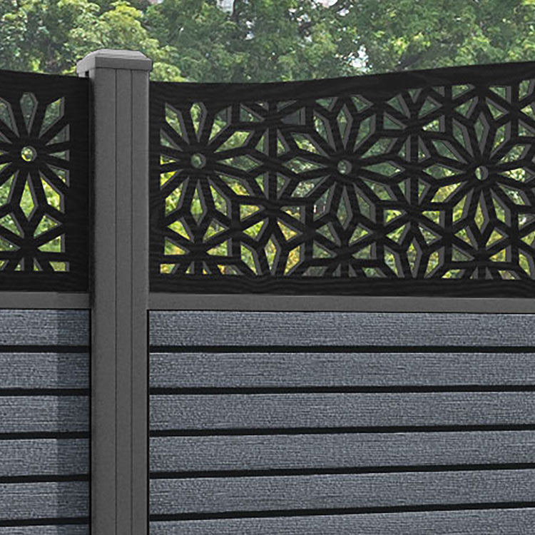 Hudson Narwa Curved Top Fence Panel - Anthracite - with our aluminium posts