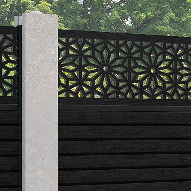 Hudson Narwa Fence Panel - Black - for existing concrete posts