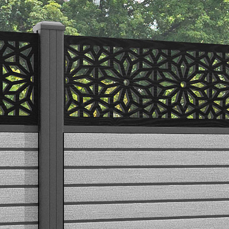 Hudson Narwa Fence Panel - Light Grey - with our aluminium posts