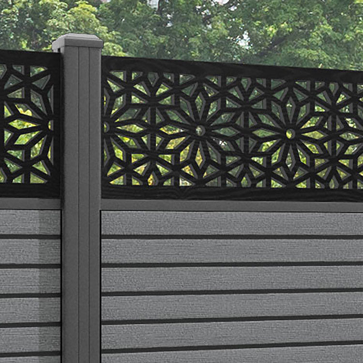Hudson Narwa Fence Panel - Mid Grey - with our aluminium posts