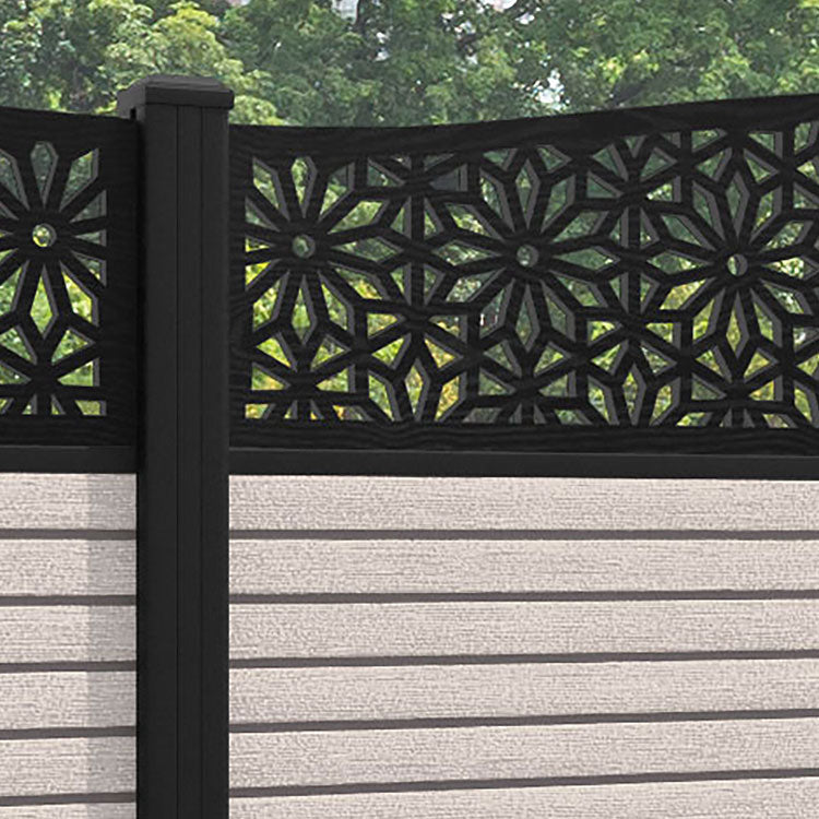 Hudson Narwa Curved Top Fence Panel - Mid Stone - with our aluminium posts