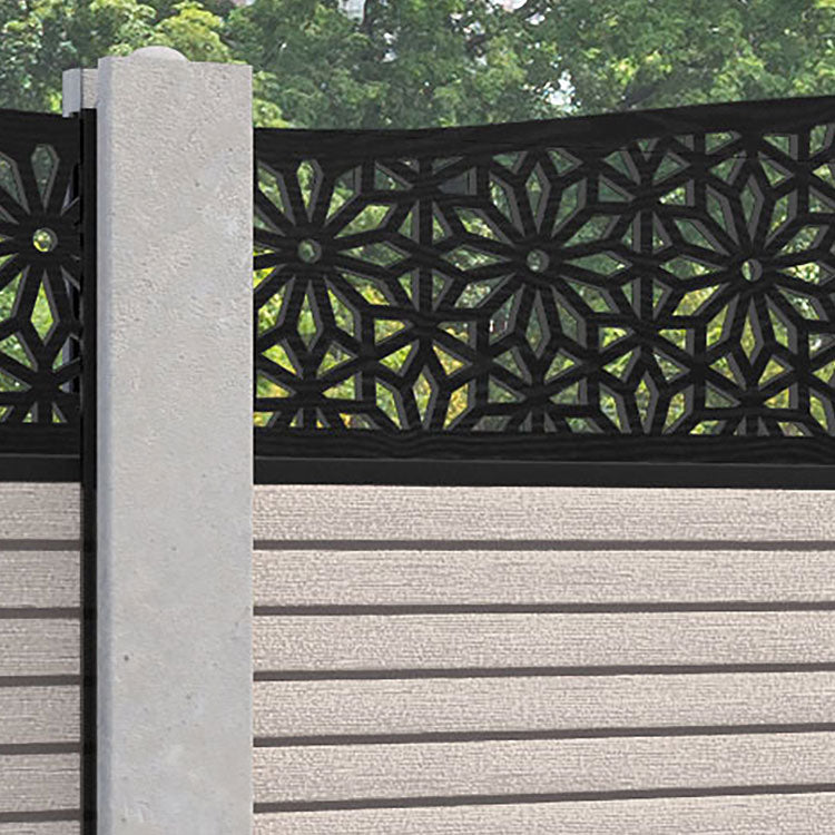 Hudson Narwa Curved Top Fence Panel - Mid Stone - for existing concrete posts