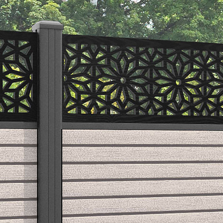 Hudson Narwa Fence Panel - Mid Stone - with our aluminium posts