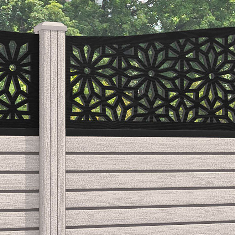 Hudson Narwa Curved Top Fence Panel - Mid Stone - with our composite posts