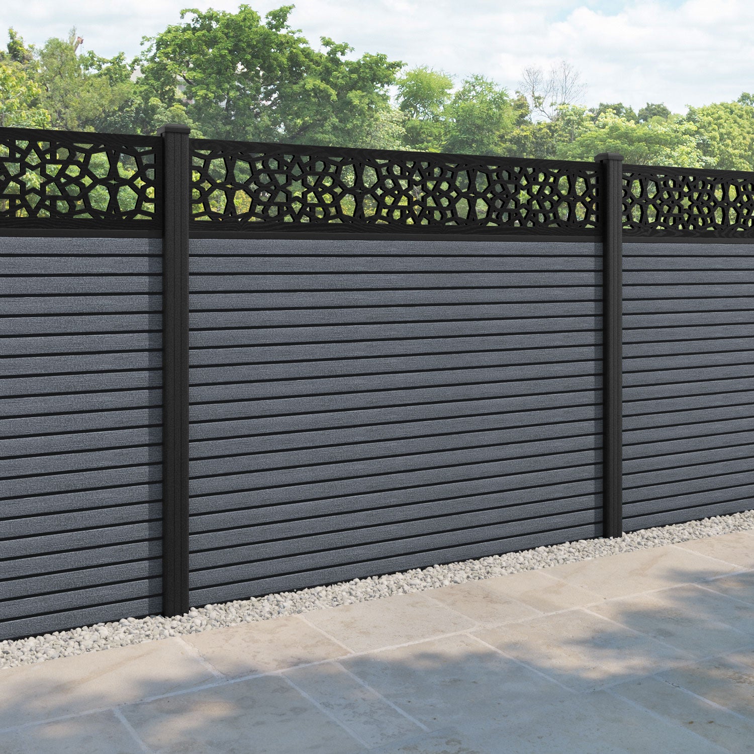 Hudson Nazira Fence Panel - Anthracite - with our composite posts
