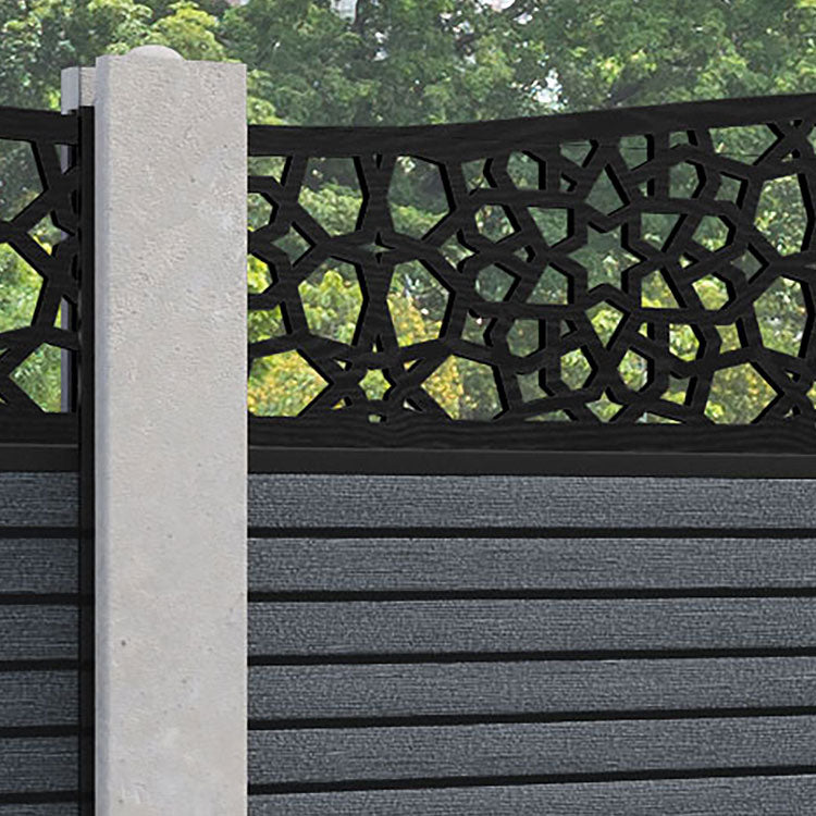 Hudson Nazira Curved Top Fence Panel - Anthracite - for existing concrete posts