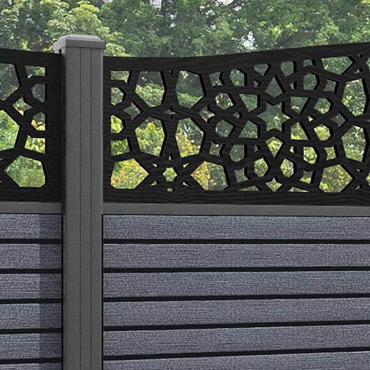 Hudson Nazira Curved Top Fence Panel - Anthracite - with our aluminium posts