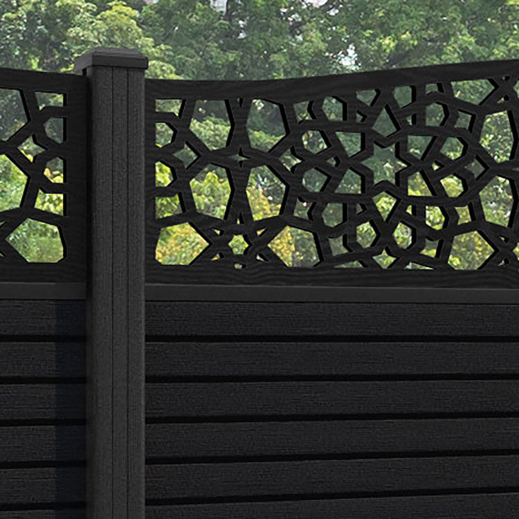 Hudson Nazira Curved Top Fence Panel - Black - with our composite posts