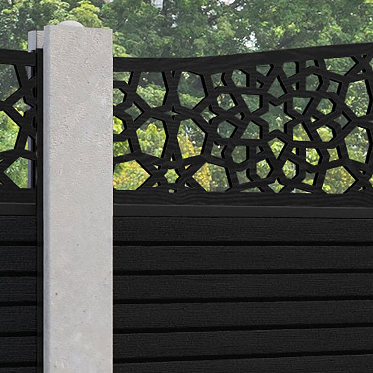 Hudson Nazira Curved Top Fence Panel - Black - for existing concrete posts