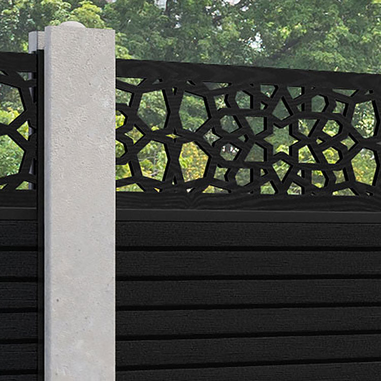 Hudson Nazira Fence Panel - Black - for existing concrete posts