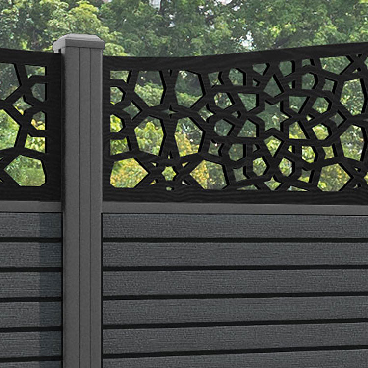 Hudson Nazira Curved Top Fence Panel - Dark Grey - with our aluminium posts