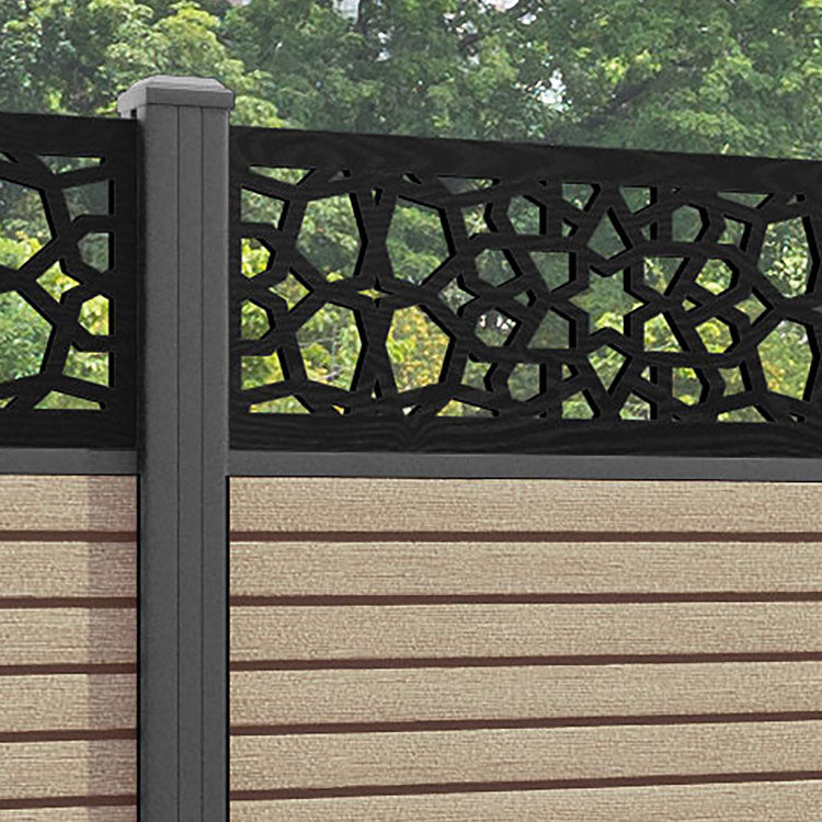 Hudson Nazira Fence Panel - Light Oak - with our aluminium posts