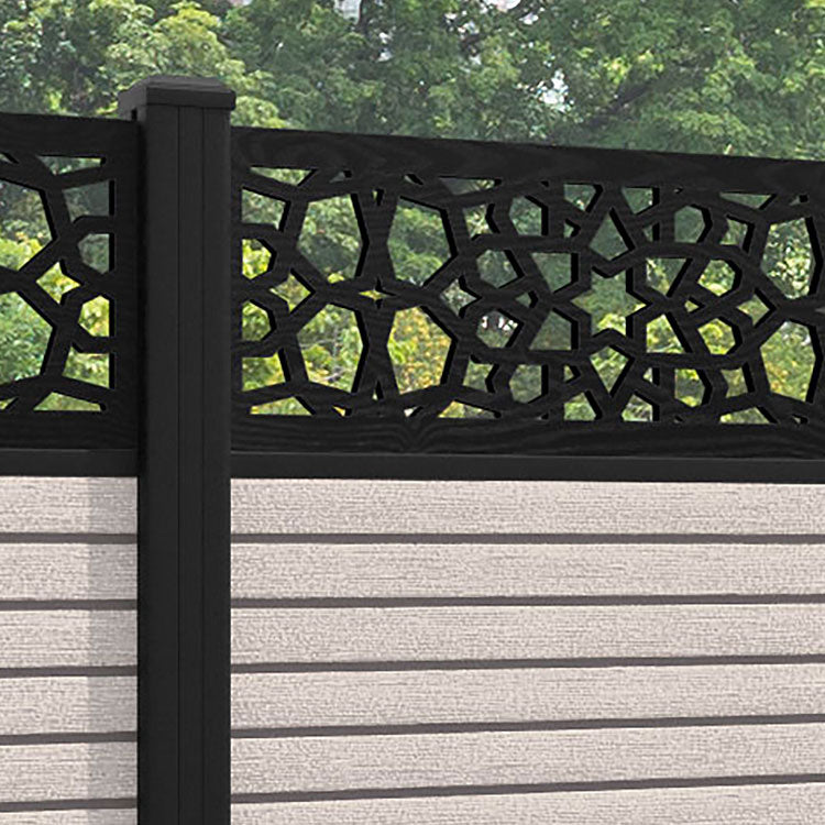 Hudson Nazira Fence Panel - Mid Stone - with our aluminium posts