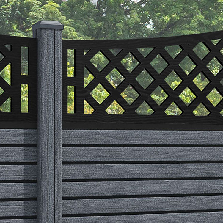 Hudson Oxford Curved Top Fence Panel - Anthracite - with our composite posts