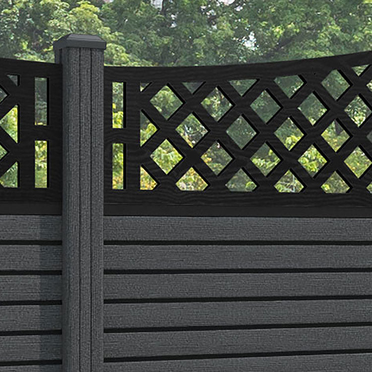 Hudson Oxford Curved Top Fence Panel - Dark Grey - with our composite posts