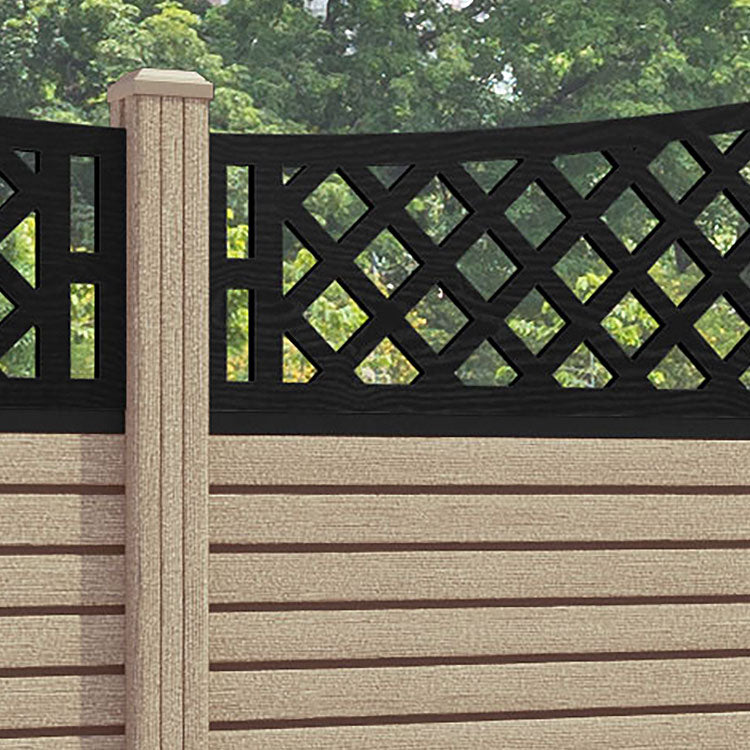 Hudson Oxford Curved Top Fence Panel - Light Oak - with our composite posts