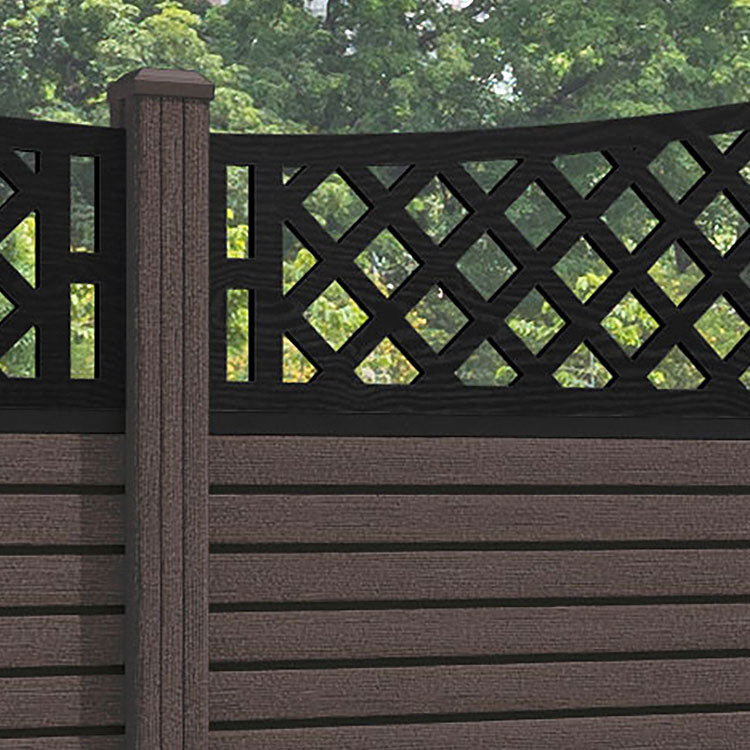 Hudson Oxford Curved Top Fence Panel - Mid Brown - with our composite posts
