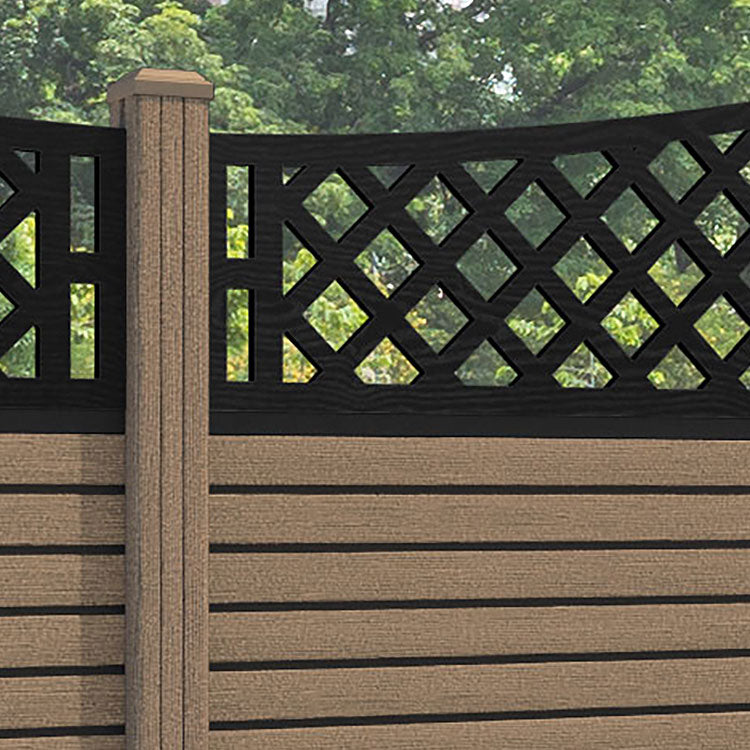 Hudson Oxford Curved Top Fence Panel - Teak - with our composite posts