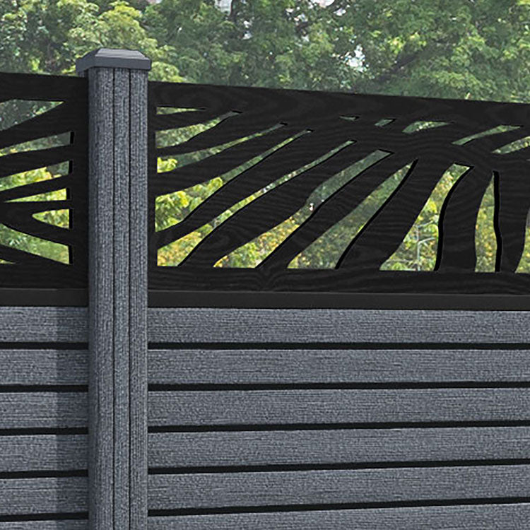 Hudson Palm Fence Panel - Anthracite - with our composite posts