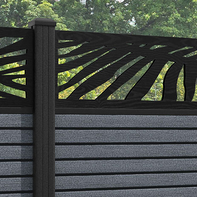 Hudson Palm Fence Panel - Anthracite - with our composite posts