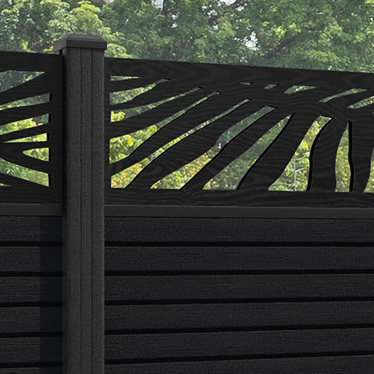 Hudson Palm Fence Panel - Black - with our composite posts