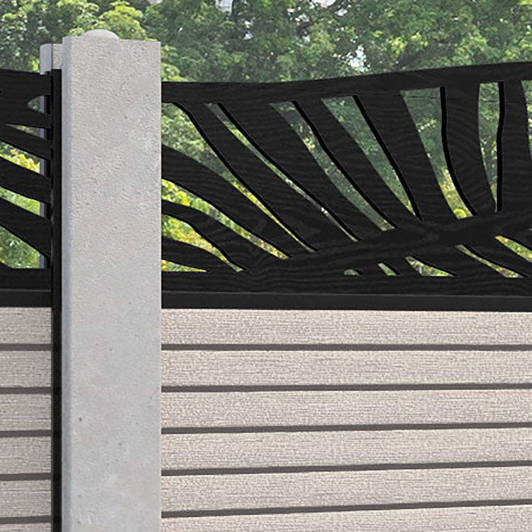 Hudson Palm Curved Top Fence Panel - Mid Stone - for existing concrete posts