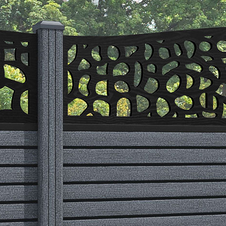 Hudson Pebble Curved Top Fence Panel - Anthracite - with our composite posts