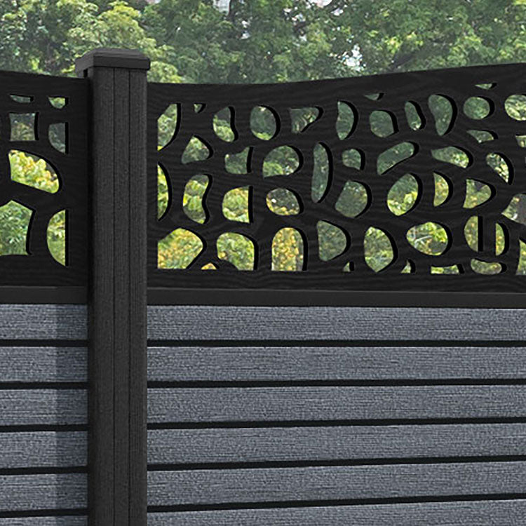 Hudson Pebble Curved Top Fence Panel - Anthracite - with our composite posts