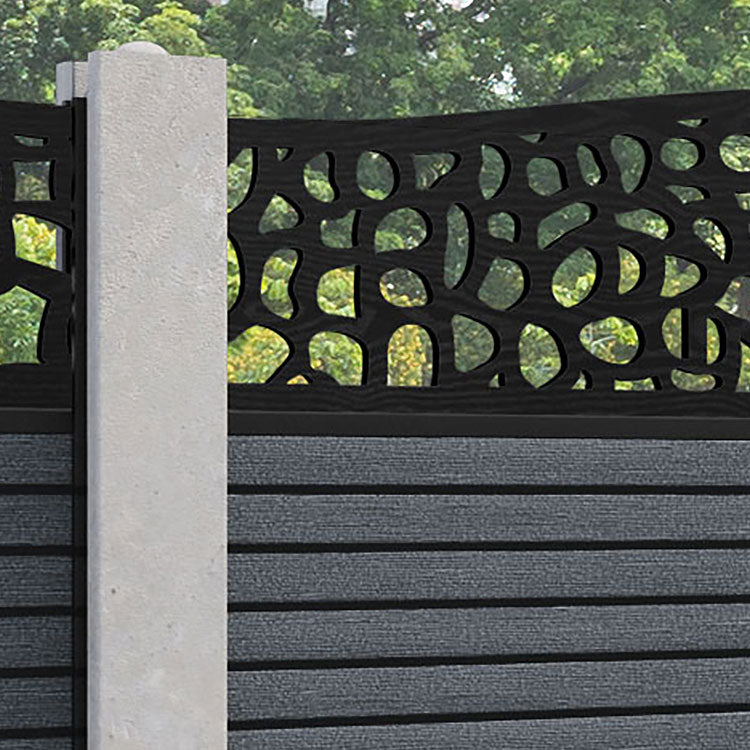 Hudson Pebble Curved Top Fence Panel - Anthracite - for existing concrete posts