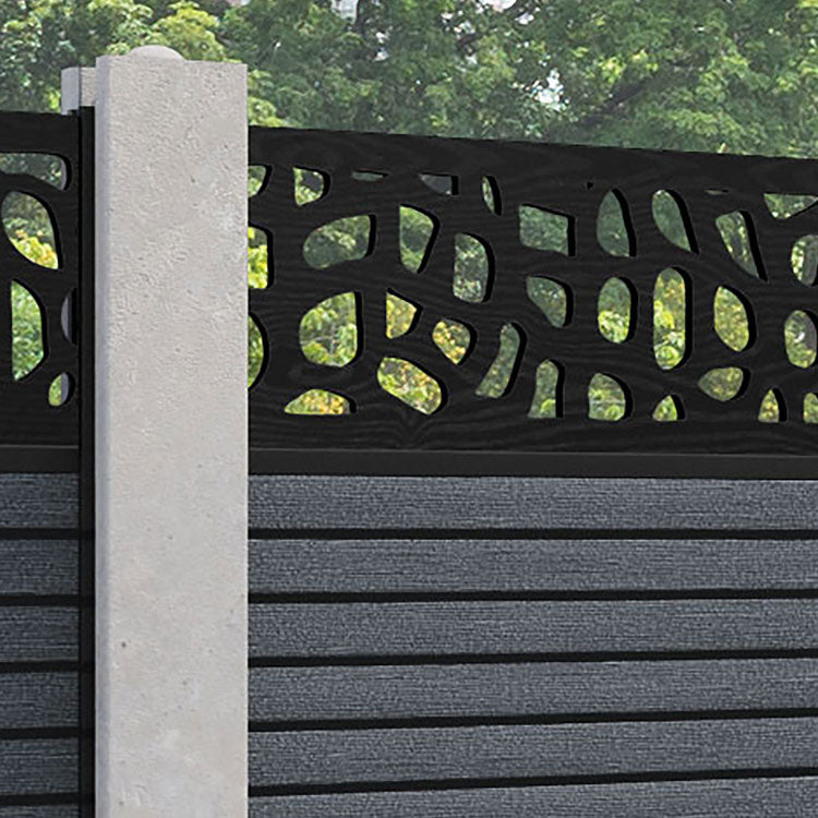 Hudson Pebble Fence Panel - Anthracite - for existing concrete posts
