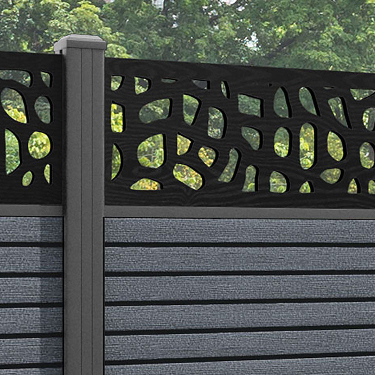 Hudson Pebble Fence Panel - Anthracite - with our aluminium posts