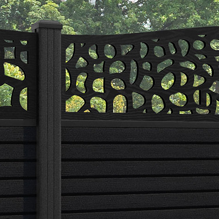 Hudson Pebble Curved Top Fence Panel - Black - with our composite posts
