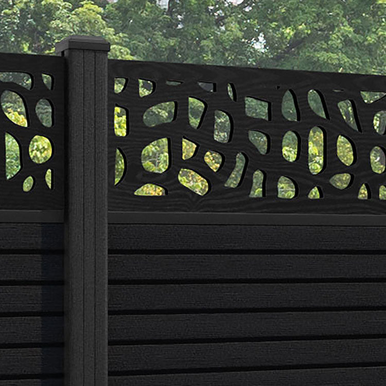 Hudson Pebble Fence Panel - Black - with our composite posts