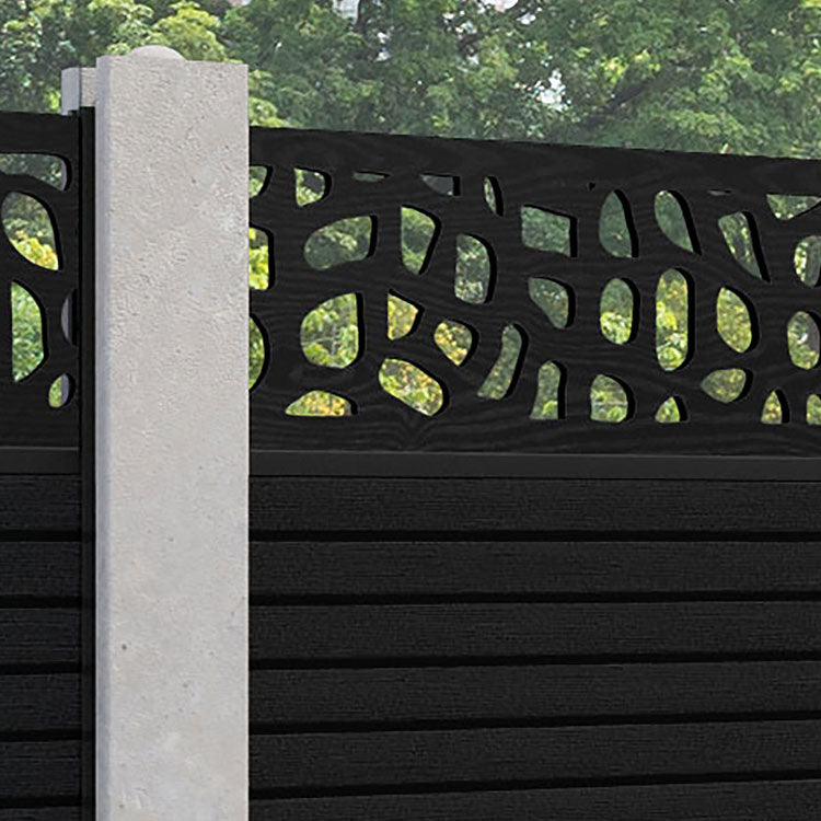 Hudson Pebble Fence Panel - Black - for existing concrete posts