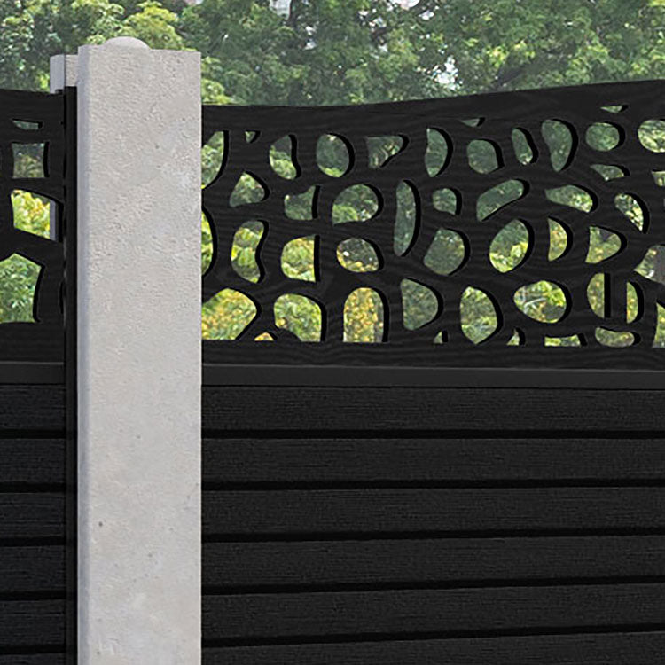 Hudson Pebble Curved Top Fence Panel - Black - for existing concrete posts