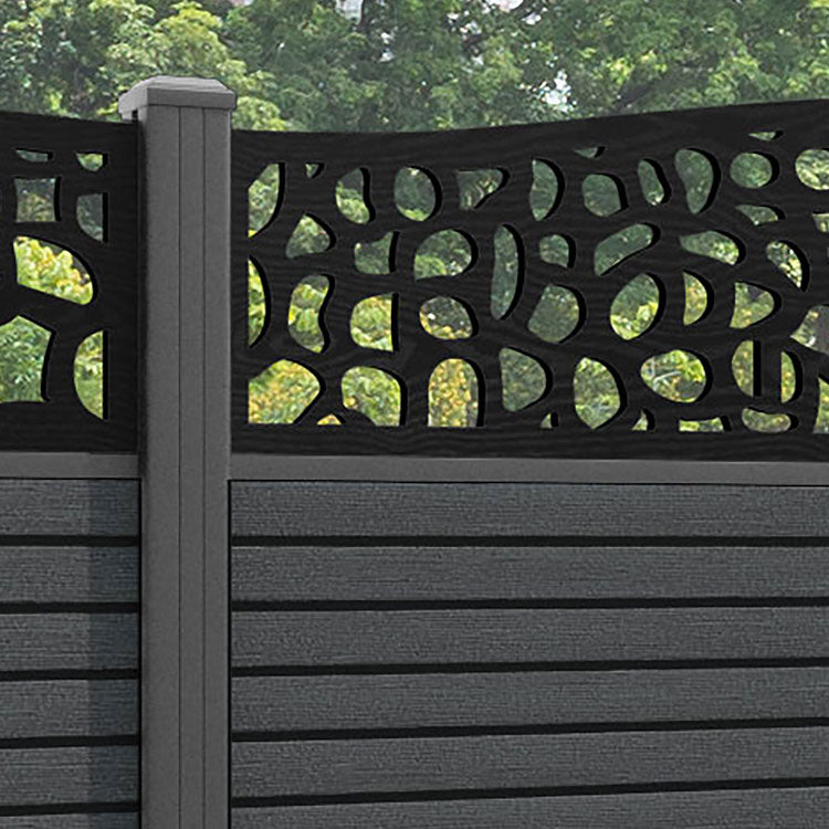 Hudson Pebble Curved Top Fence Panel - Dark Grey - with our aluminium posts