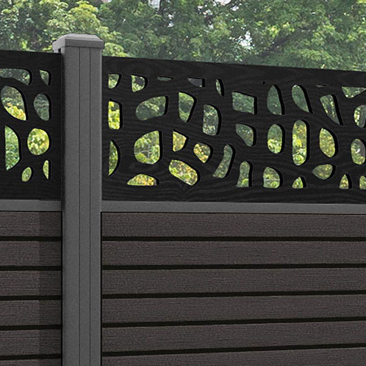 Hudson Pebble Fence Panel - Dark Oak - with our aluminium posts