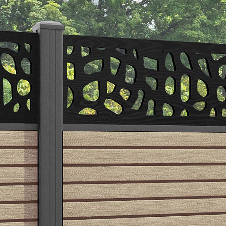 Hudson Pebble Fence Panel - Light Oak - with our aluminium posts