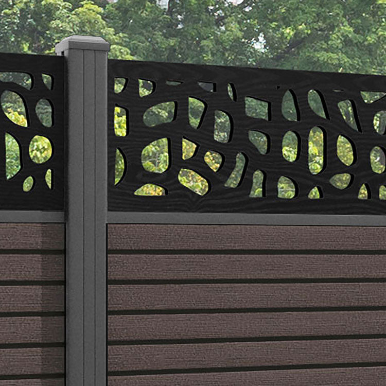 Hudson Pebble Fence Panel - Mid Brown - with our aluminium posts