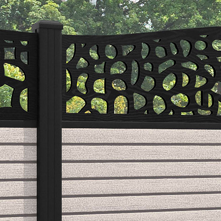 Hudson Pebble Curved Top Fence Panel - Mid Stone - with our aluminium posts