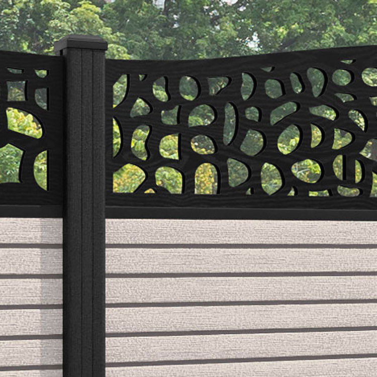 Hudson Pebble Curved Top Fence Panel - Mid Stone - with our composite posts