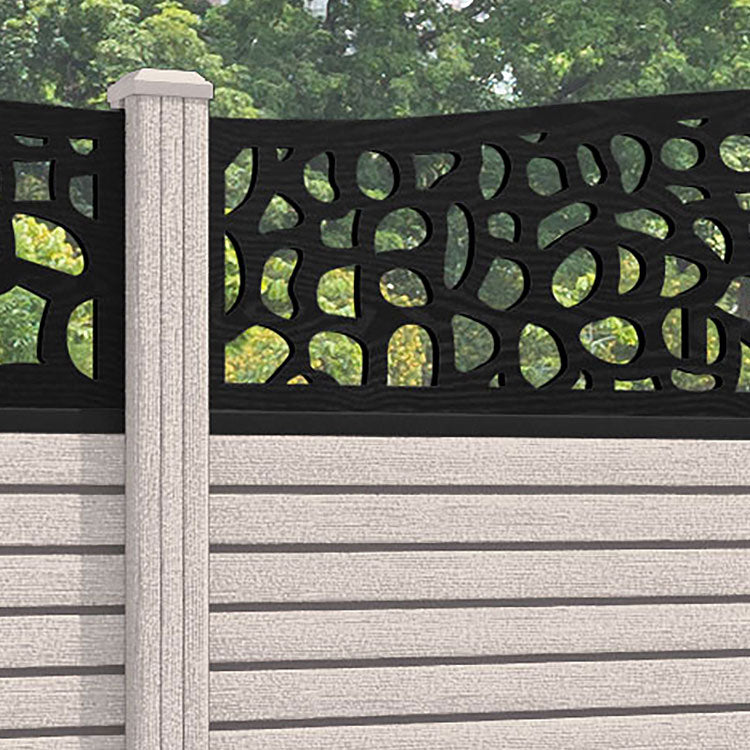 Hudson Pebble Curved Top Fence Panel - Mid Stone - with our composite posts