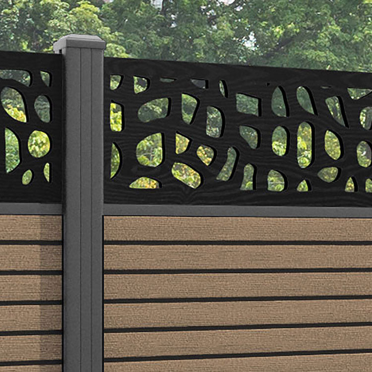 Hudson Pebble Fence Panel - Teak - with our aluminium posts