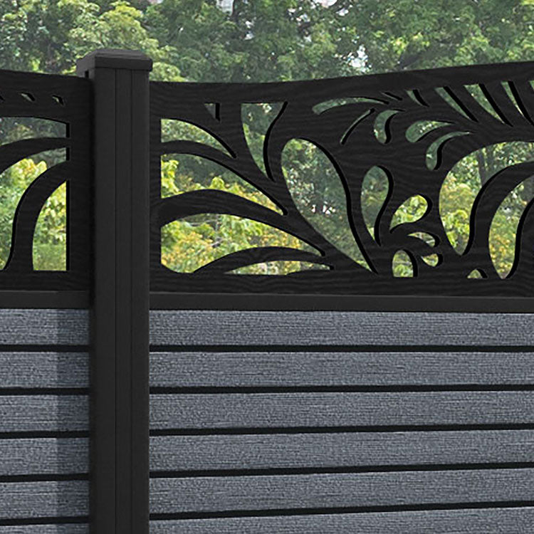 Hudson Petal Curved Top Fence Panel - Anthracite - with our aluminium posts