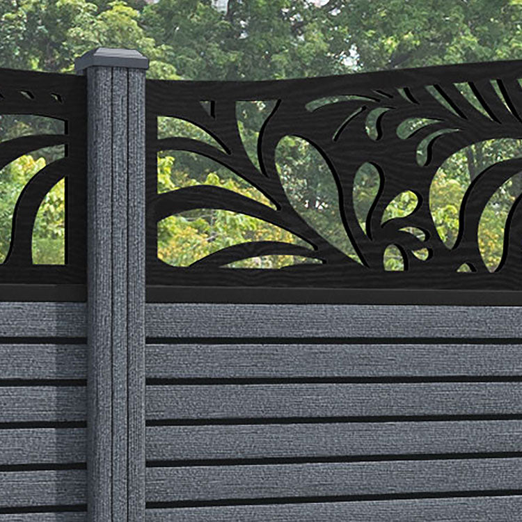 Hudson Petal Curved Top Fence Panel - Anthracite - with our composite posts