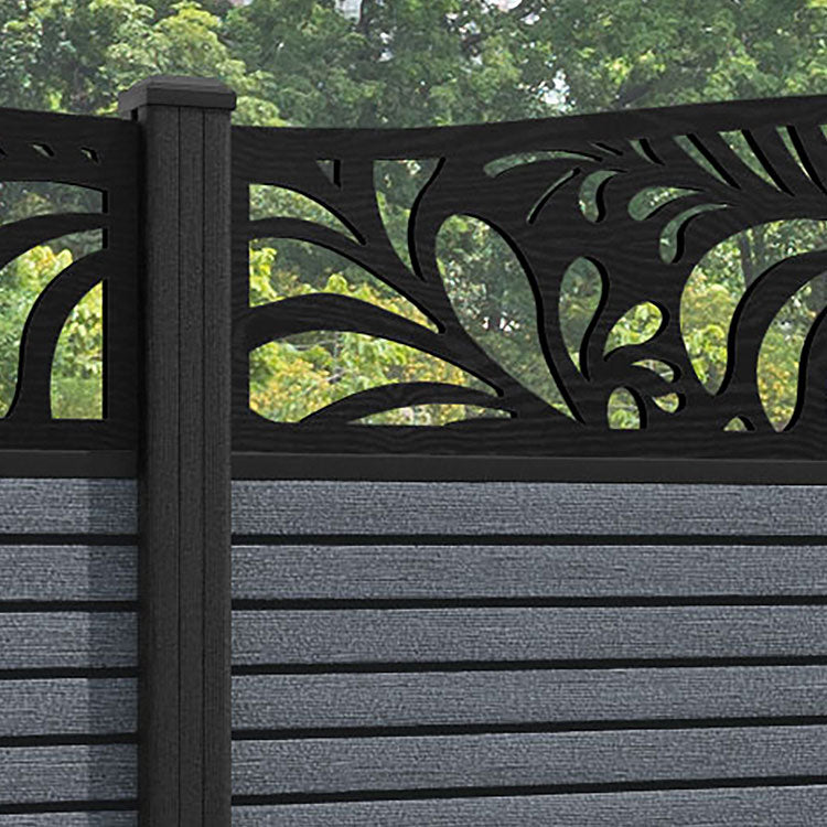 Hudson Petal Curved Top Fence Panel - Anthracite - with our composite posts